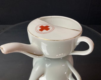 Pre-1930s Ceramic Red Cross Child / Invalid Patient Feeding Cup