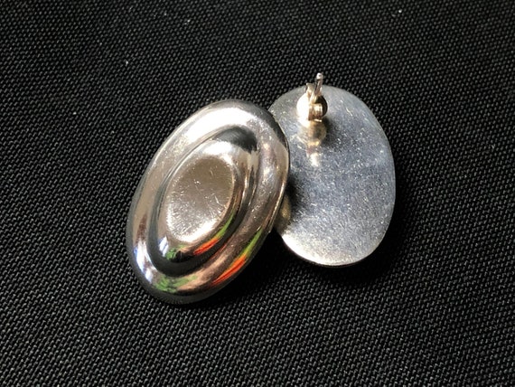 Sterling Silver Post Modern Oval Earrings | 925 |… - image 1