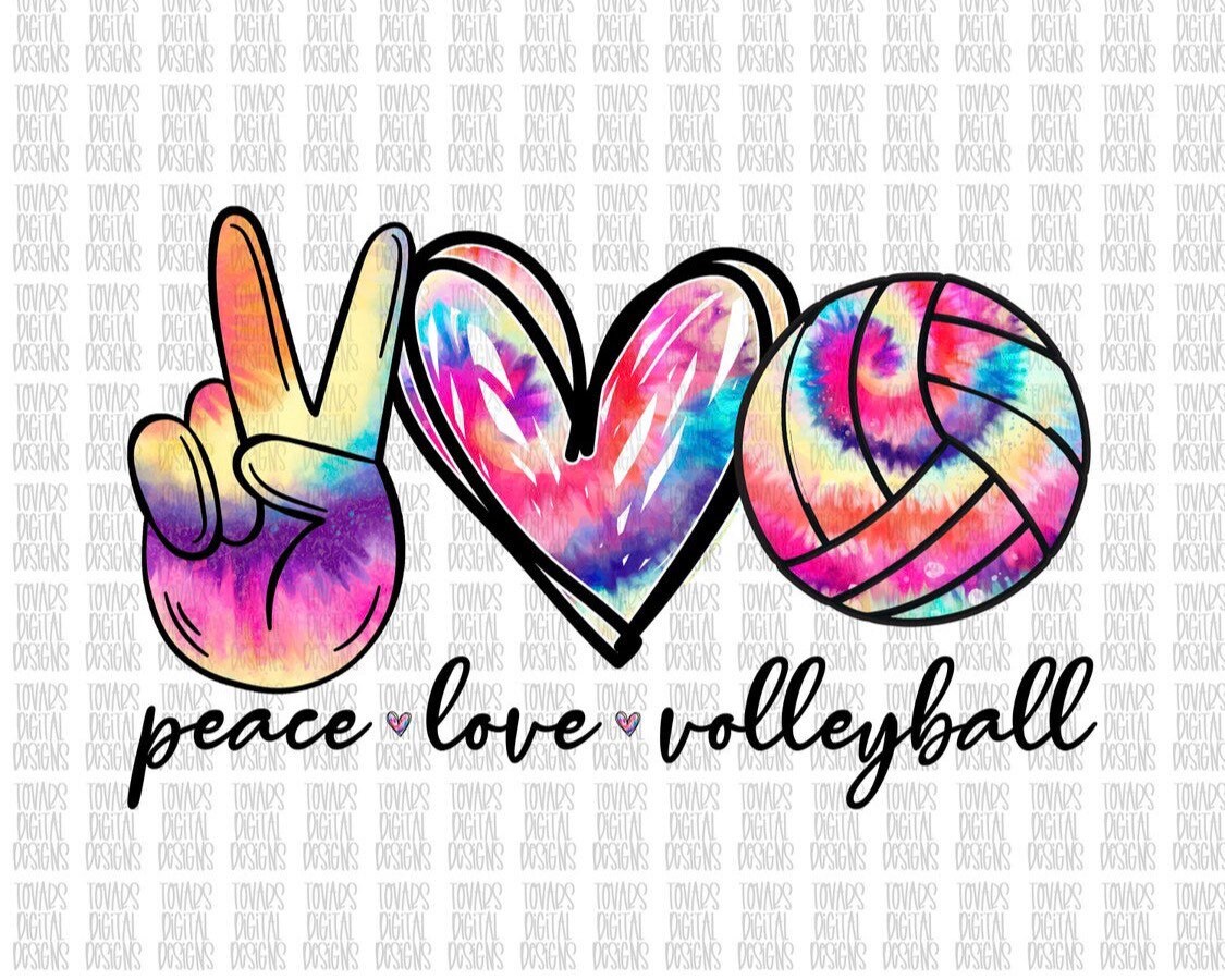 Full Color Ready to Press Transfer Image Transfer Peace Love Volleyball Sublimation Transfer Ready To Press 564