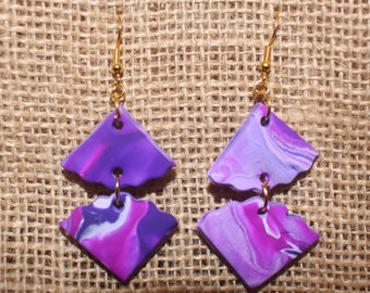 Purple Gingko Leaf Earrings