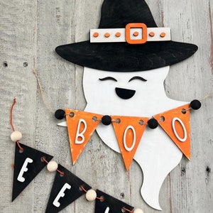 cute ghost halloween svg, halloween ghost laser cut file, halloween ghost door hanger