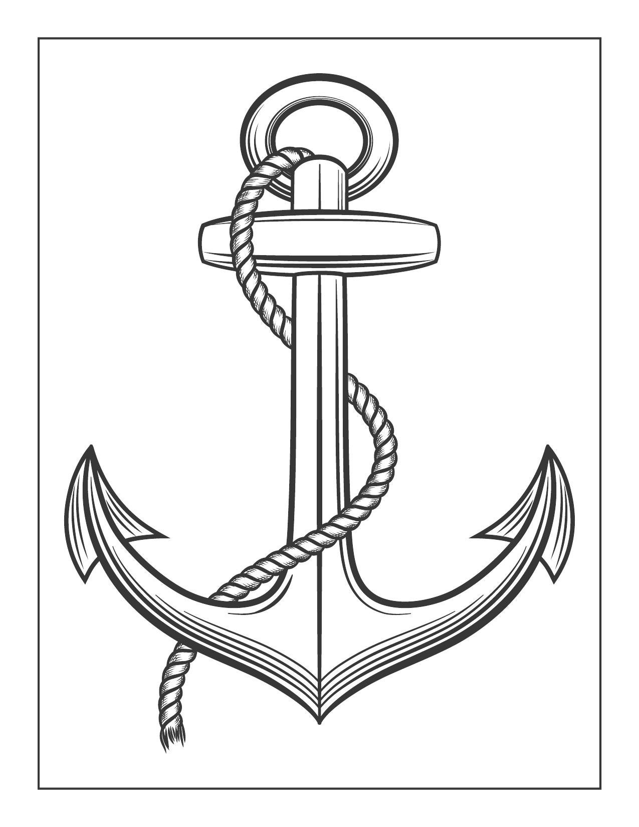 Coloring Book Pages Anchor 20 Different Designs Kids / - Etsy
