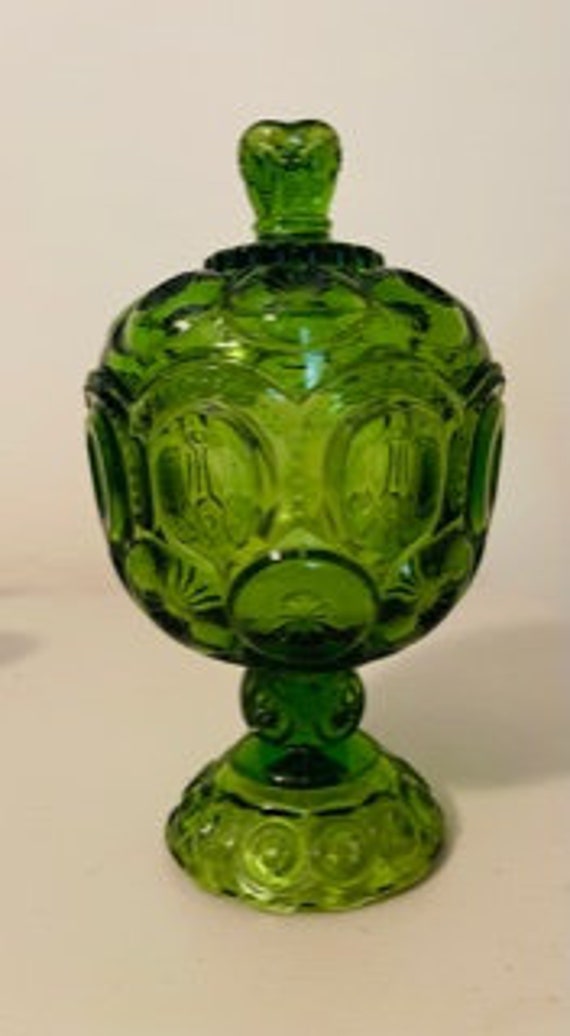 Vintage Green Fenton Candy Dish With Lid Etsy