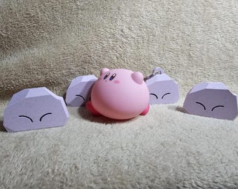 Stone Kirby Magnet/Keychain | Rock Form Kirby Magnet/Keychain | Super Smash Bros Kirby Down+B Magnet/Keychain
