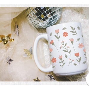 Fall Florals Coffee Cup |15 oz White Ceramic Mug|Sustainable Mug
