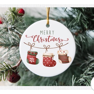 Frohe Weihnachten Vintage | Personalisierte Keramik Weihnachtsornamente | Benutzerdefinierte runde Weihnachtsschmuck | Perfektes Geschenk für Weihnachten