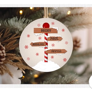 Nordpol Familie Ornament | Personalisierte Keramik Weihnachtsornamente | Benutzerdefinierte runde Weihnachtsschmuck | Perfektes Geschenk für Weihnachten