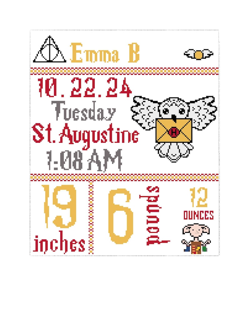 Little Wizard or Witch Baby Sampler Pattern DIY image 3