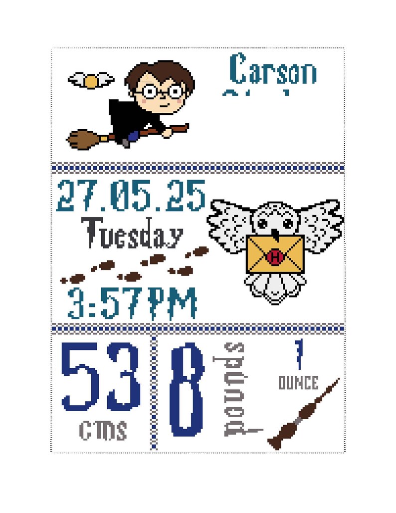 Little Wizard or Witch Baby Sampler Pattern DIY image 4