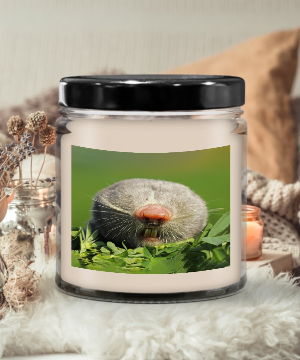 Portrait of Lesser mole Rat Candle - Soy Wax Candle - Hand Poured Candle - 9 oz Vanilla-Scented Candle Jar