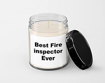 Best Fire Inspector Ever Candle - Soy Wax Candle - Hand Poured Candle - 9 oz Vanilla-Scented Candle Jar
