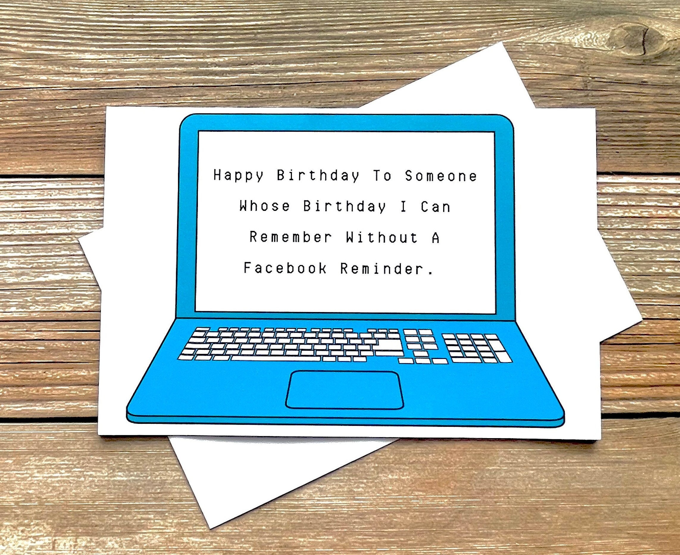 Facebook reminder birthday card funny social media birthday | Etsy