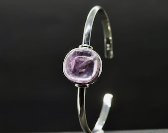 Bracelet kunzite rose : argent sterling, pierre précieuse en cristal d'Afghanistan