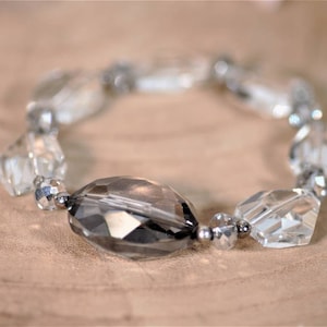Crystal Glass Bead Bracelet: New-Silver Wedding Jewelry