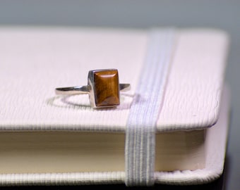 Tiger's Eye Ring: 925 Sterling Silver, Healing Gemstone, Size 7.5