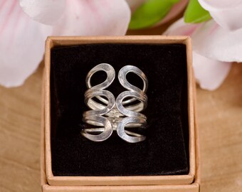 Handmade Adjustable Silver Ring: Nickel Free Statement Jewelry