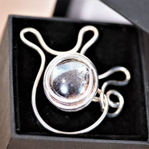 Mundgeblasene Kristall Cocktail Ring: Neusilber Draht Gewickelt Statement Schmuck