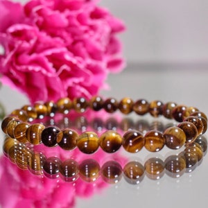 Empowering Tiger Eye Bracelet: Enhance Well-being & Confidence - Handmade Crystal Jewelry Minimalist Gift for Her