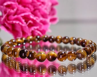 Empowering Tiger Eye Bracelet: Enhance Well-being & Confidence - Handmade Crystal Jewelry Minimalist Gift for Her