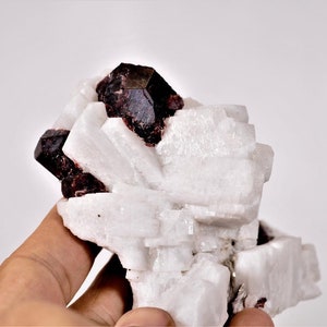 Rare Andradite Garnet Mineral Specimen on Feldspat - Healing & Creativity - Rough Red Crystal Cluster Gift for Home Decor and Collection