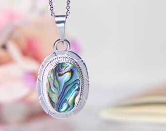 Pingente de abalone feito à mão: nova joia vintage de concha de prata