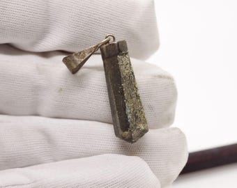Polished Pyrite Pendant in Sterling Silver – Natural Golden Crystal Necklace