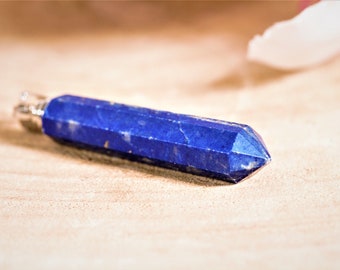 Lapis Lazuli Pendant: Afghan Blue Gemstone, New-Silver Setting
