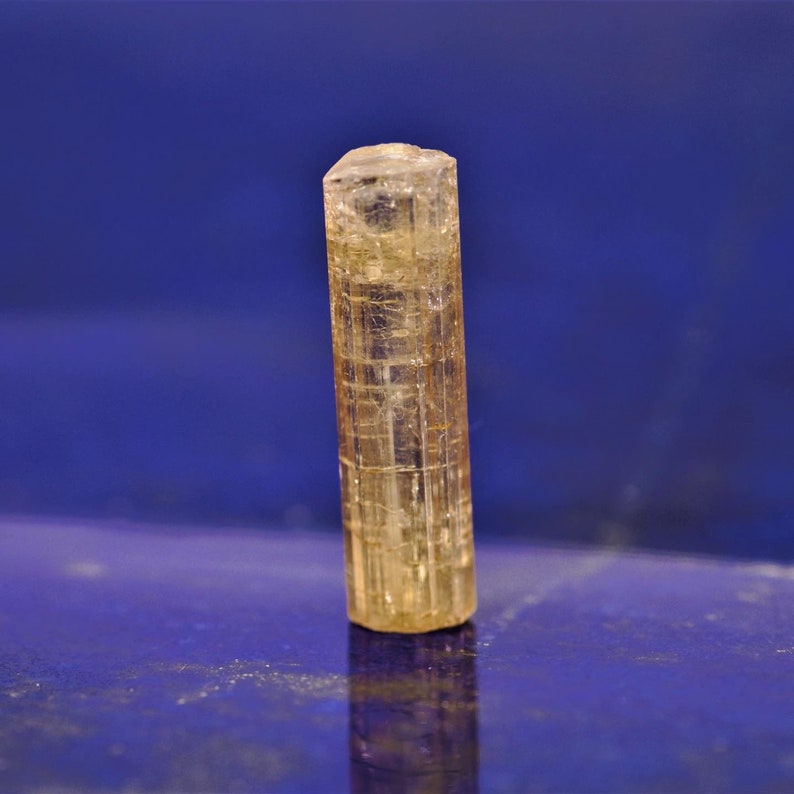 Crystal of yellow tourmaline Yellow crystal Damagefree image 1