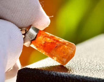 Natural Hessonite Garnet Pendant in Sterling Silver, Pakistan Origin, Root Chakra Stone