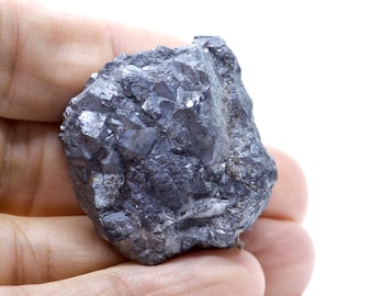 Cristallo di galena naturale: pietra preziosa grigia grezza del Marocco (89,2 g)