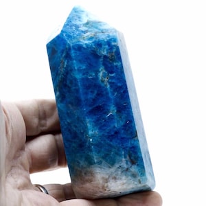 Blue Apatite Tower – 528g – Polished Crystal from Madagascar - Natural Blue Gemstone Point for Home Decor & Collection Gift