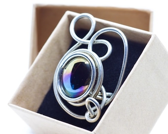 Handcrafted Cocktail Ring: New-Silver Glass Bead Statement Jewelry
