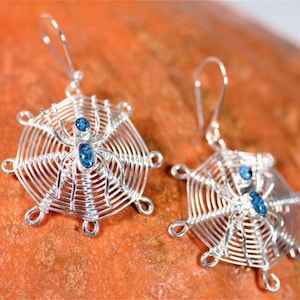 Enchanting Spider New-Silver Earrings: Lightweight, Affordable, and Spook-tacular - Handmade Halloween Jewelry Statement Gift for Her
