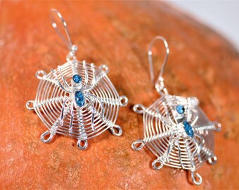 Handmade Spiderweb Earrings: New-Silver Halloween Jewelry Gift