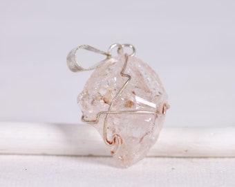 Ciondolo con diamante Herkimer fatto a mano: gioielli boho in argento sterling con filo avvolto