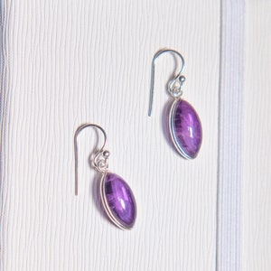 Brazilian Amethyst Sterling Silver Earrings: Serenity & Imagination - Clear Purple Crystal Vintage Jewelry Gift for Her Birthstone