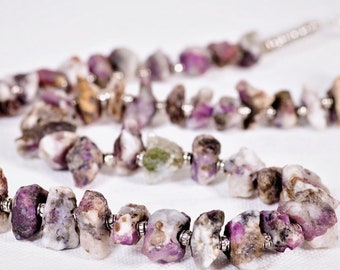 Rough Pink Tourmaline Necklace: Natural Stone, Handmade Jewelry