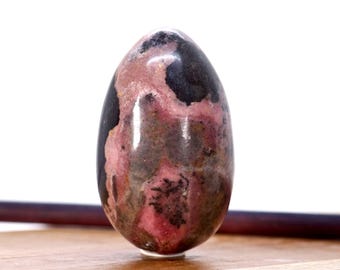 Polished Rhodonite Crystal Egg: Pink Healing Stone from Pakistan