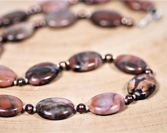 Natürliche Picasso Jaspis Halskette: Handgemachter Perlen Boho Schmuck