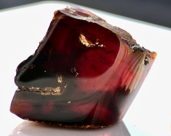 Natural Amber Crystal Specimen – Half Polished Gemstone, Collector Piece