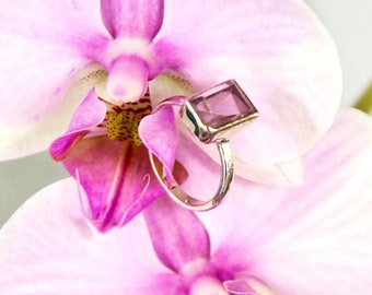 Faceted Pink Kunzite Sterling Silver Ring - Size 11 - Boho Healing Crystal