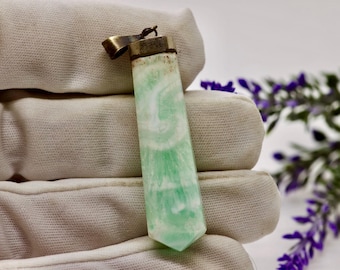 Ciondolo in calcite caraibica – Collana con cristalli blu-verdi oceanici, gioiello curativo
