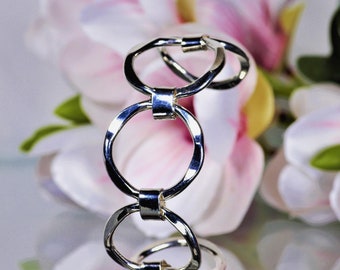 Pulsera ajustable de plata nueva: joyería de eslabones martillados hecha a mano