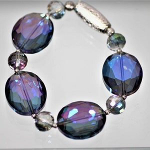Handgefertigtes Kristallglas Armband: Neu-Silber Perlen Boho Statement