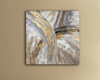 KADING Minimalista Golden Wall Art Quadri Astratti Oro Dipinti ad Olio su Tela Home Decor per Soggiorno Camera da Letto Opera d'Arte Immagine 70x140cm(28x55in) con Cornice
