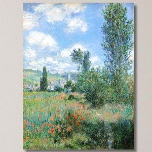 Claude Monet Veduta di Vetheuil 1880 Painting Canvas Wall Art ,Modern Wall Art , Trendy Wall Art , Extra Large Canvas Wall Art,Modern Arts