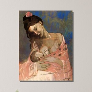 Pablo Picasso Mother and Baby Painting Canvas Wall Art / Pablo Picasso Poster Art/ Trendy Wall Art Decor / Extra Large Canvas Wall Art