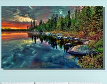 Sunset Lake Canvas Wall Arts / Landscape Canvas Print Arts / Modern Home Wall Art Decor/Housewarming Gifts/Sunset Lake Poster Print Arts