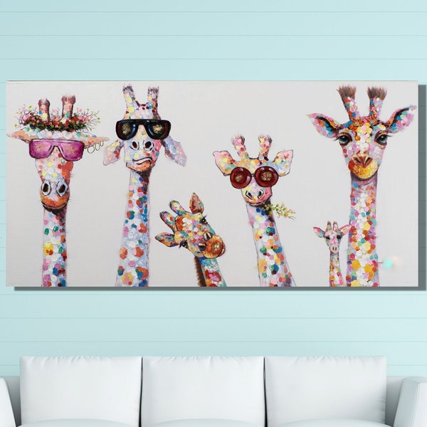 Giraffe Canvas Art Etsy