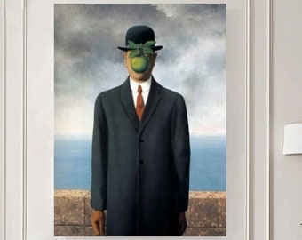 Rene Magritte The Son of Man (1964) Canvas Wall Art /Famoust Art Prints/ High Quality Posters /Magritte Exhibition Print /Surrealism Posters